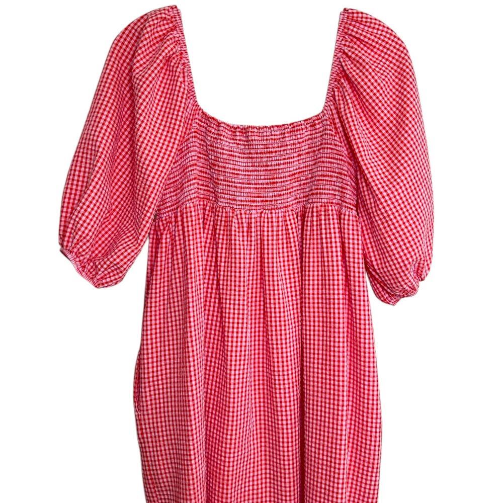 Nobody’s Child Women's ‘Kylie’ Midi Smock Dress Gingham Red/Pink Size UK 10 US 6 - Picture 5 of 12